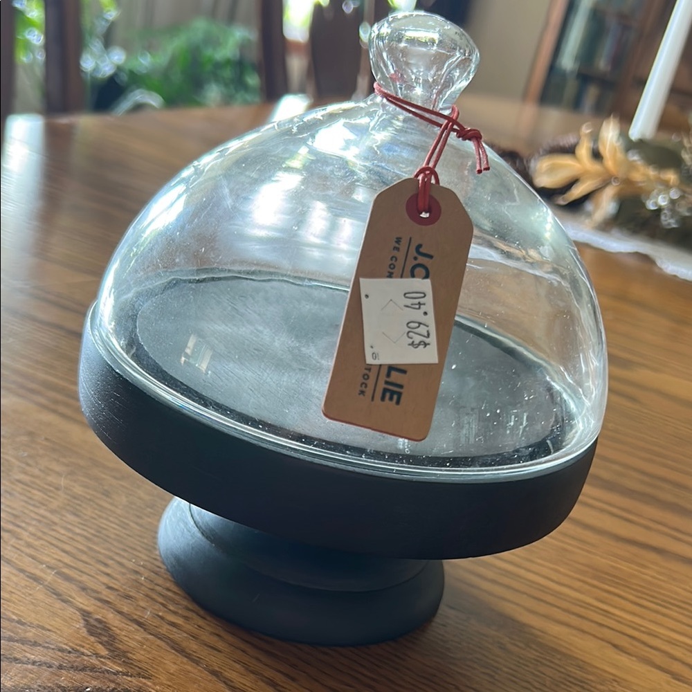 SMALL Glass Dome with Black Base - Picture 2 of 7